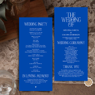 Programme de mariage en typographie bleu cobalt él