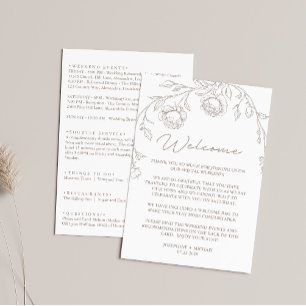 Programme de mariage et lettre d'accueil sépia vin