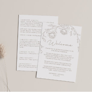 Programme de mariage et lettre de bienvenue sépia