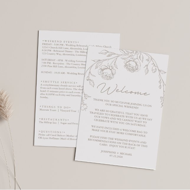 Programme de mariage et lettre de bienvenue sépia  (Créateur téléchargé)