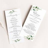 Programme de mariage Eucalyptus vert simple