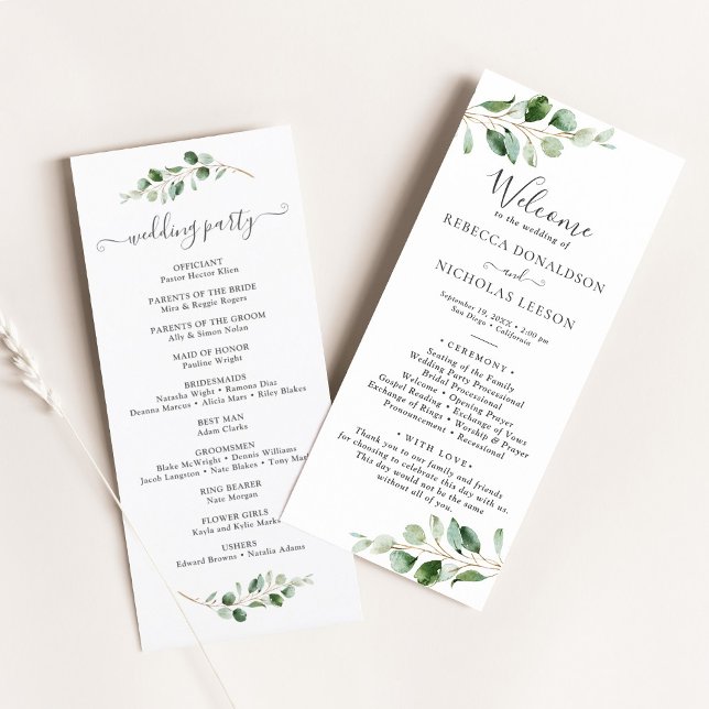 Programme de mariage Eucalyptus vert simple (Créateur téléchargé)