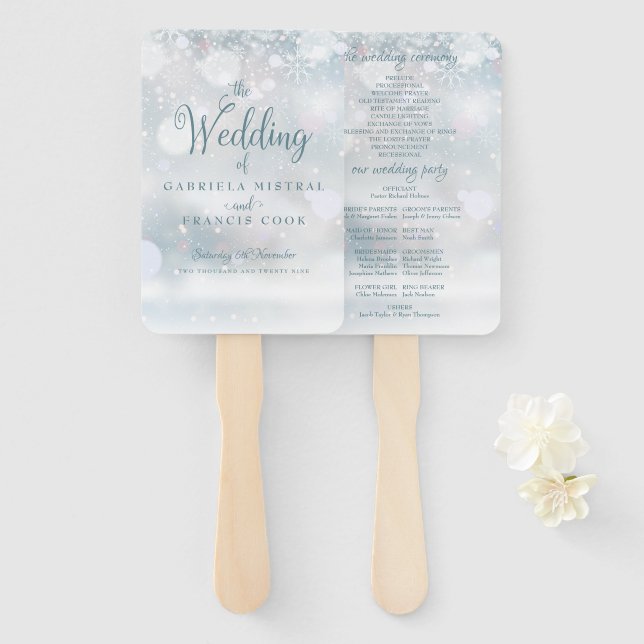Programme de mariage éventail à main pour les prem (Devant et derrière)