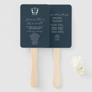 Programme de mariage éventail bleu marine Monogram