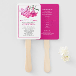 Programme de mariage éventail en fleurs de lys ros