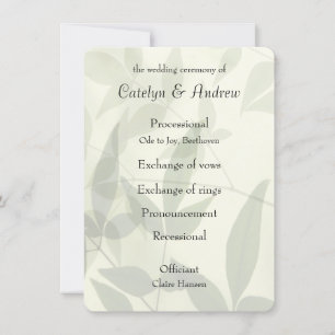 Programme de mariage feuille pâle