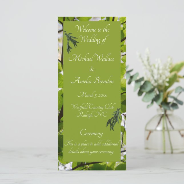 Programme de mariage Feuille vert (Debout devant)