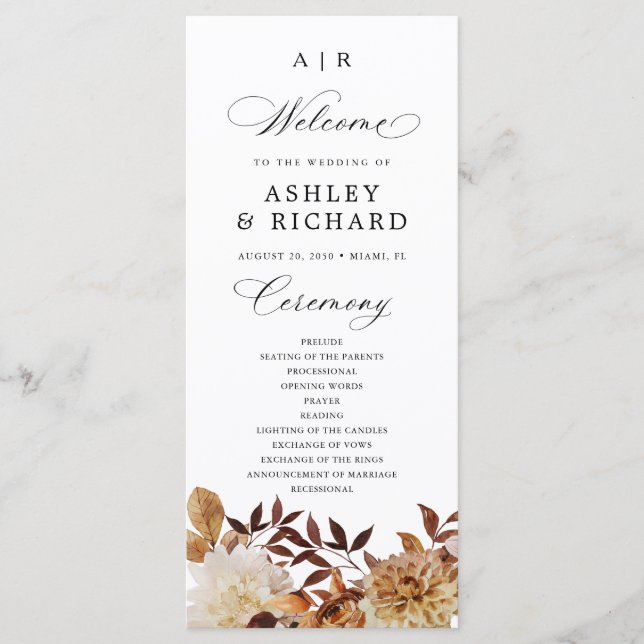 Programme de mariage Feuilles d'Automne (Devant)