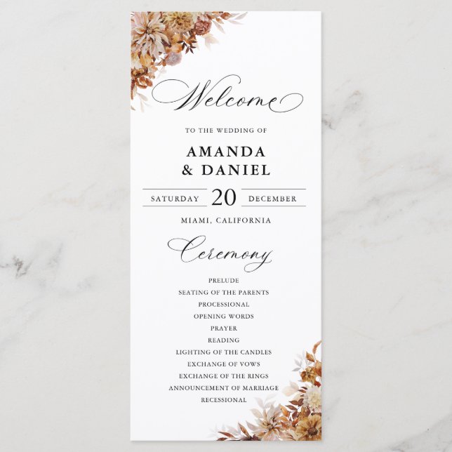 Programme de mariage Feuilles d'Automne (Devant)