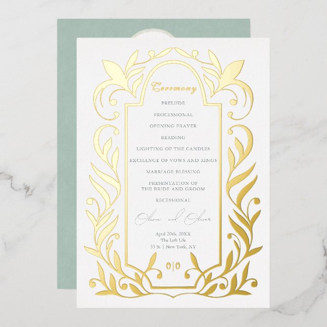 Programme de mariage Feuilles Vertes (Recto/Verso)