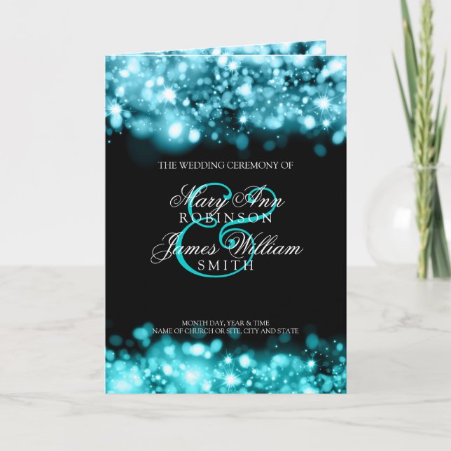 Programme de mariage Feux d'étincelles Turquoise (Devant)