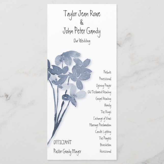 Programme de mariage Fleur Bleue Douce (Devant)