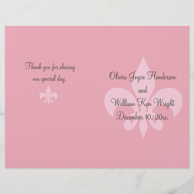 Programme de mariage Fleur de Lise (Devant)