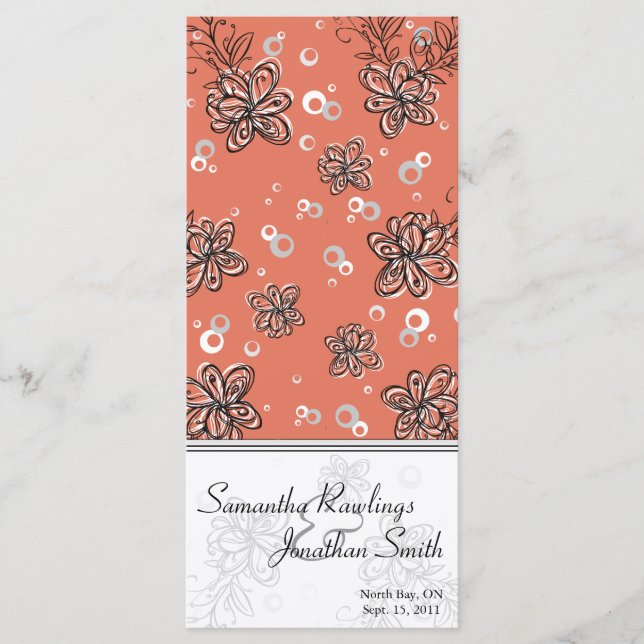 Programme de mariage - Fleur noire et blanche (Devant)