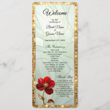 Programme de mariage Fleur Rouge en Verre Coloré