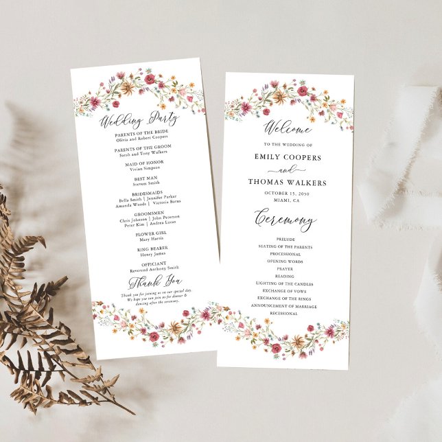 Programme de mariage fleur sauvage (Créateur téléchargé)