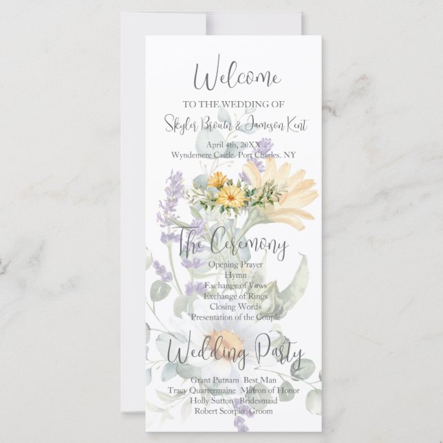 Programme de mariage Fleur sauvage coloré (Devant)