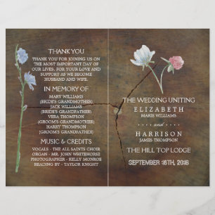 Programme de mariage fleur sauvage en chêne