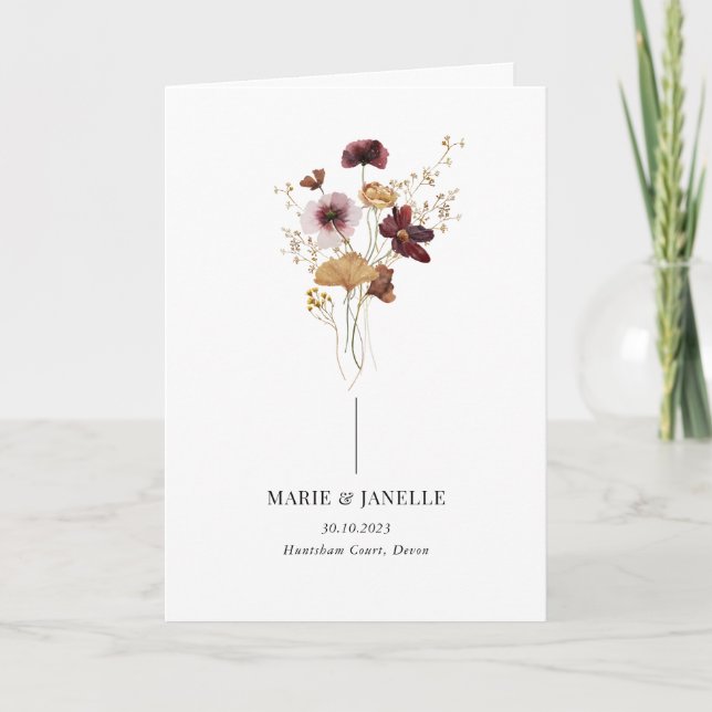 Programme de mariage Fleur sauvage moderne Boho Bo (Devant)