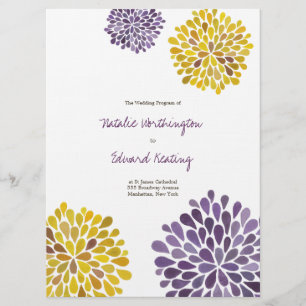 Programme de mariage Fleurs violettes jaunes