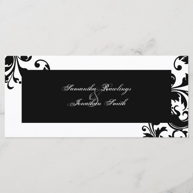 Programme de mariage - Floral à feuilles noires et (Devant)