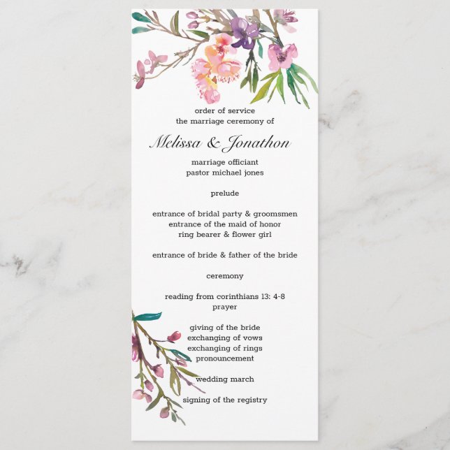 Programme de mariage floral à fleurs de cerisier r (Devant)