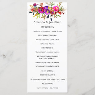 Programme de mariage floral aquarelle