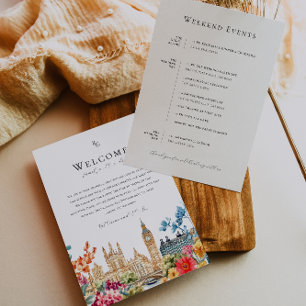 Programme de mariage floral aquarelle de Londres