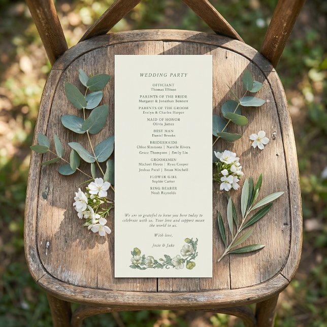 Programme de mariage floral art nouveau élégant (Elegant art nouveau floral wedding program)