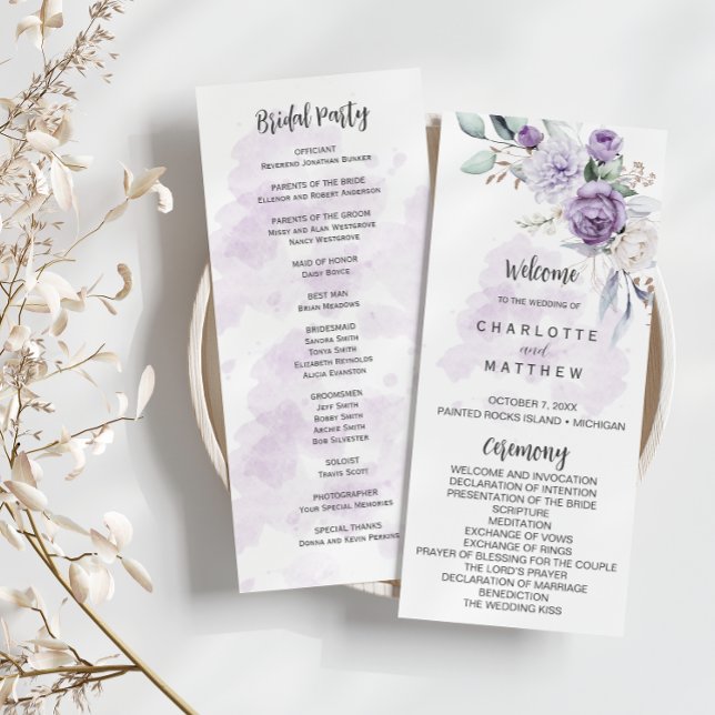 Programme de mariage floral aux pivoines lavande v (Créateur téléchargé)