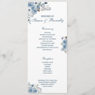 Programme de mariage floral bleu