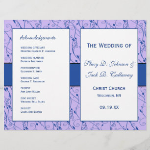 Programme de mariage floral bleu et Lilac