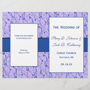 Programme de mariage floral bleu et Lilac