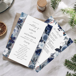 Programme de mariage floral bleu et marine - gris