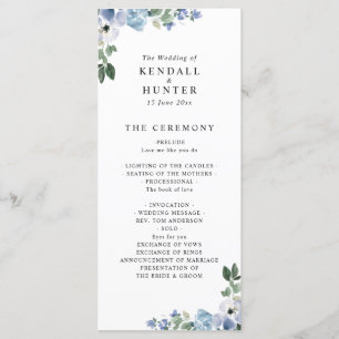 programme de mariage floral bleu et vert