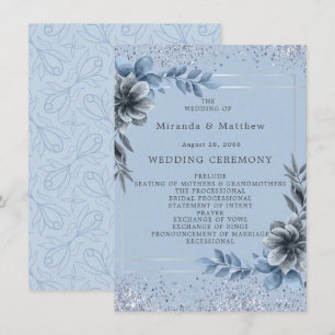 Programme de mariage floral bleu poussiéreux argen