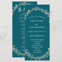Programme de mariage floral bleu vert