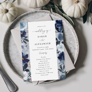 Programme de mariage floral Blue & Navy - Blue Gre