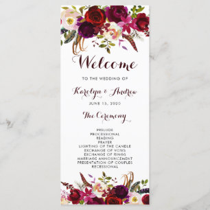 Programme de mariage floral bohème de Bourgogne Ma