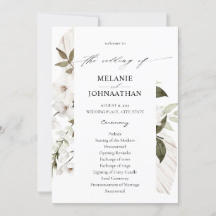Programme de mariage floral Boho blanc