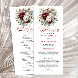 Programme de mariage floral bordeaux blush de luxe