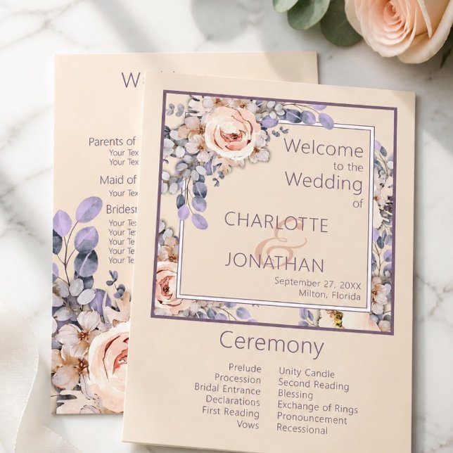 Programme de mariage floral couleur pêche (Créateur téléchargé)