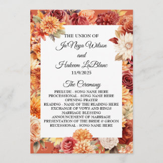 Programme de mariage floral d'automne