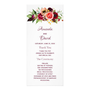 Programme de mariage floral de boho