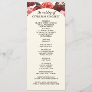 Programme de mariage floral de Burgundy Fall