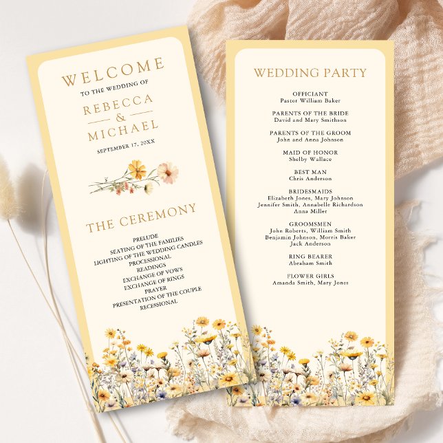 Programme de mariage floral de fleurs sauvages boh (Créateur téléchargé)