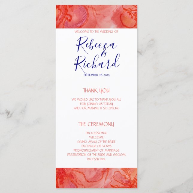 Programme de mariage floral de la marine corallien (Devant)