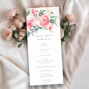 Programme de mariage floral de l'orchidée rose