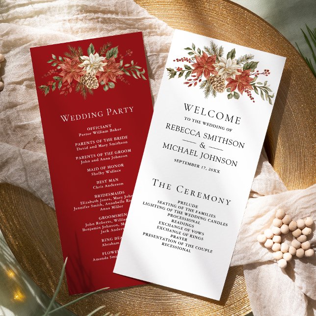 Programme de mariage floral de Noël en or rouge (Créateur téléchargé)