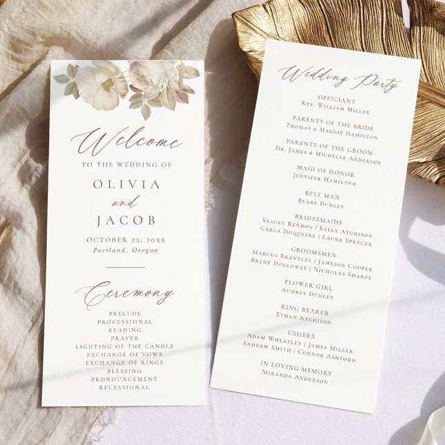 Programme de mariage floral élégant et vintage (Créateur téléchargé)